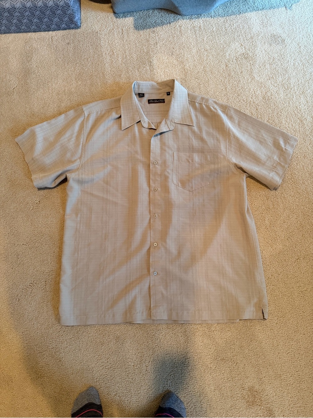 Red Level Nine Light Beige Short-Sleeve Button-Down Shirt